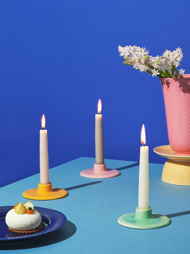 Rhombe kandelaar 3 cm, Gul Lyngby Porcelæn