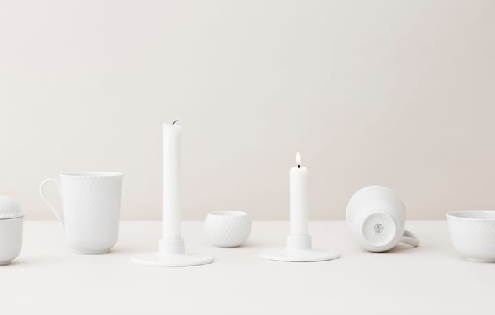 Rhombe kandelaar 3 cm, Wit Lyngby Porcelæn