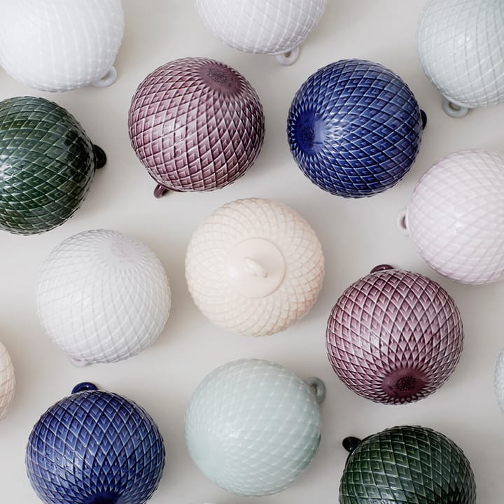 Rhombe kerstbal Ø7 cm, Rood Lyngby Porcelæn