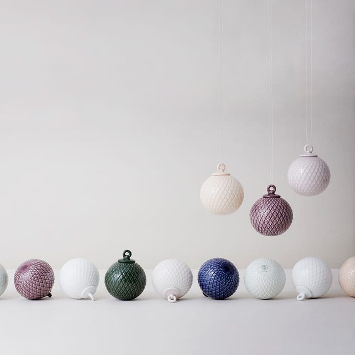 Rhombe kerstbal Ø7 cm, Rood Lyngby Porcelæn