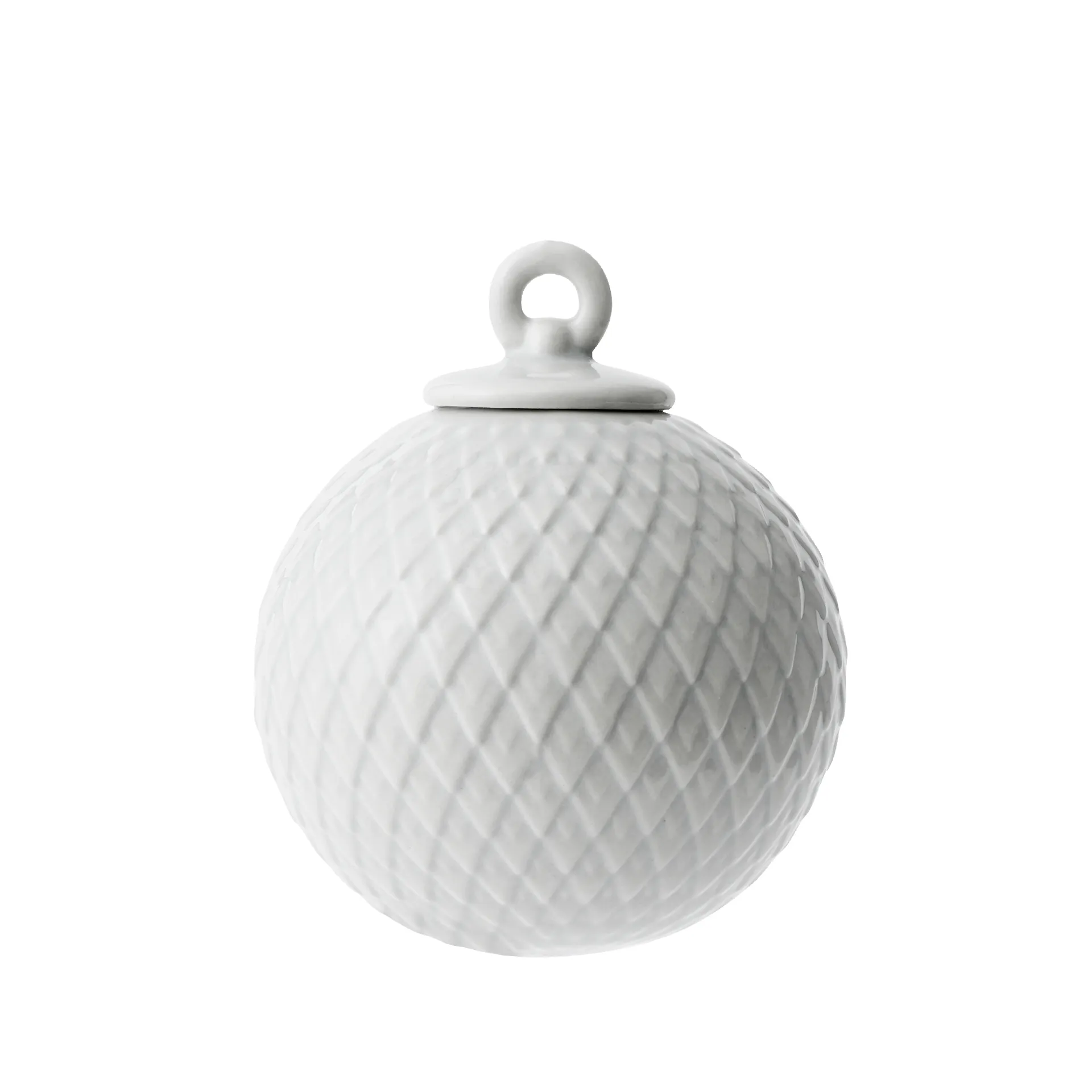 Rhombe kerstbal Ø7 cm, wit Lyngby Porcelæn