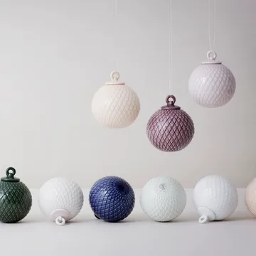 Rhombe kerstbal Ø7 cm - wit - Lyngby Porcelæn