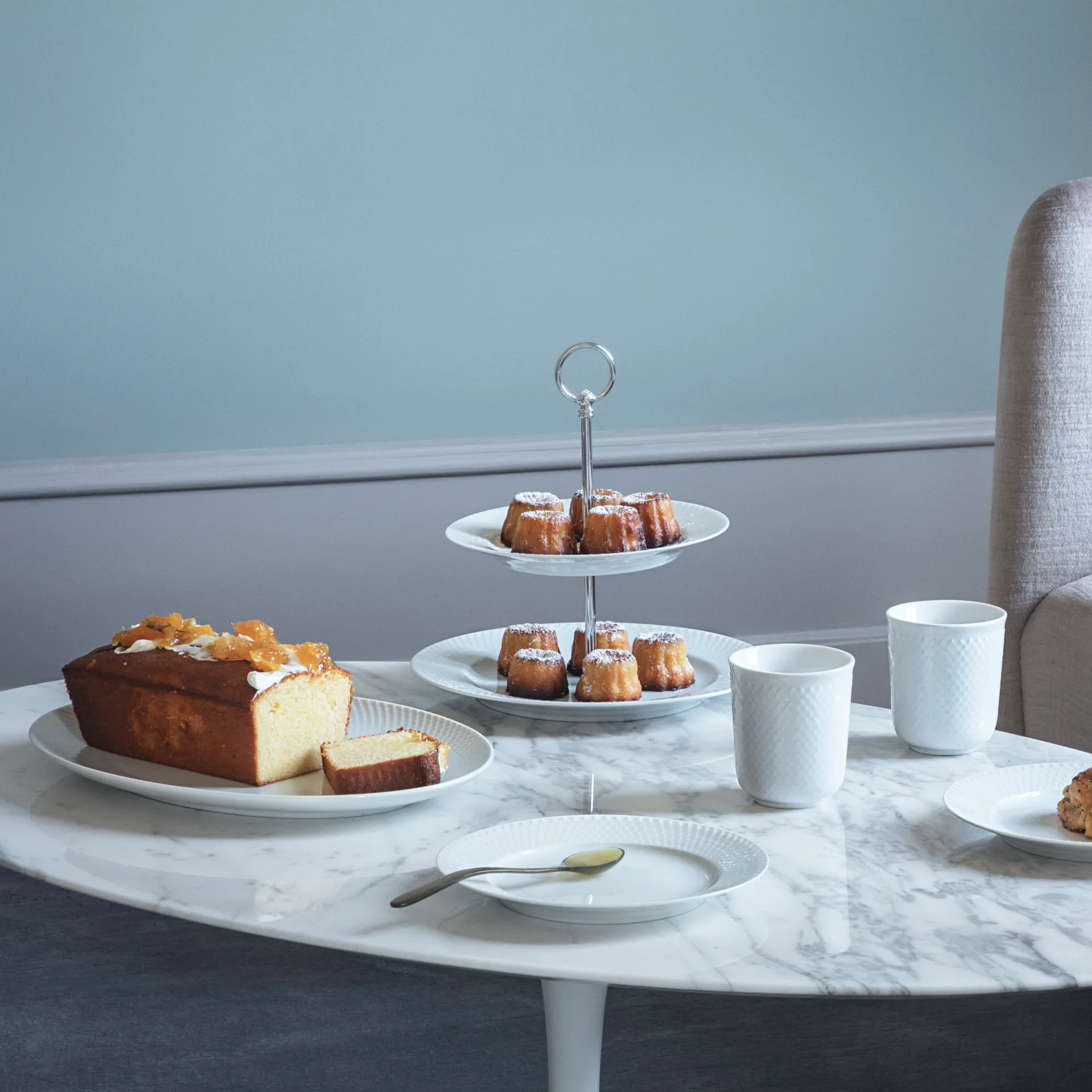 Rhombe koekjesschaal Ø 27 cm, wit Lyngby Porcelæn