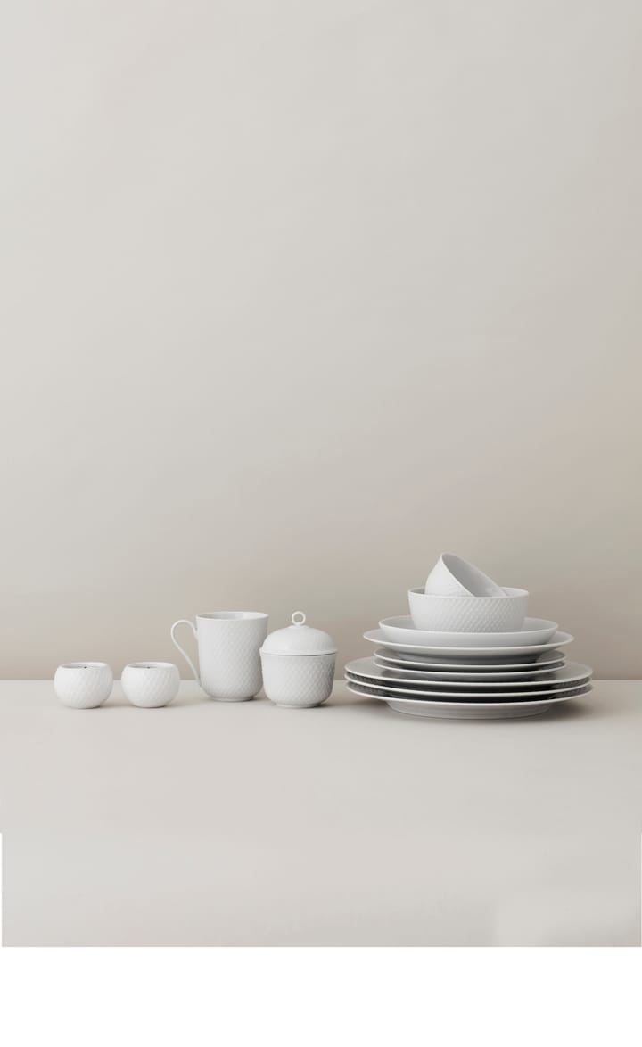 Rhombe kom met deksel Ø8,5 cm, Wit Lyngby Porcelæn