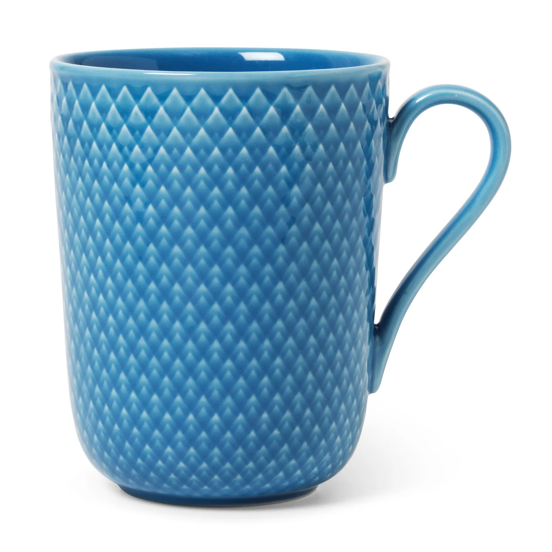 Rhombe mok met oor 33 cl, Blauw Lyngby Porcelæn