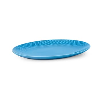 Rhombe ovale serveerschaal 21,5x28,5 cm - Blauw - Lyngby Porcelæn