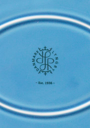Rhombe ovale serveerschaal 21,5x28,5 cm - Blauw - Lyngby Porcelæn