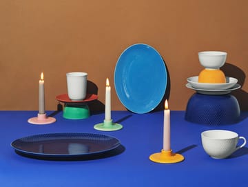Rhombe ovale serveerschaal 21,5x28,5 cm - Blauw - Lyngby Porcelæn