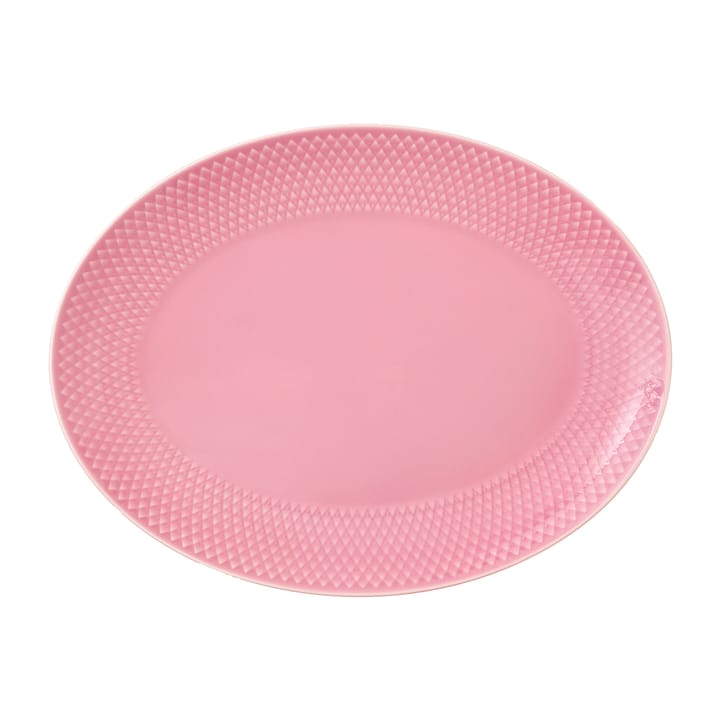 Rhombe ovale serveerschaal 21,5x28,5 cm - Roze - Lyngby Porcelæn