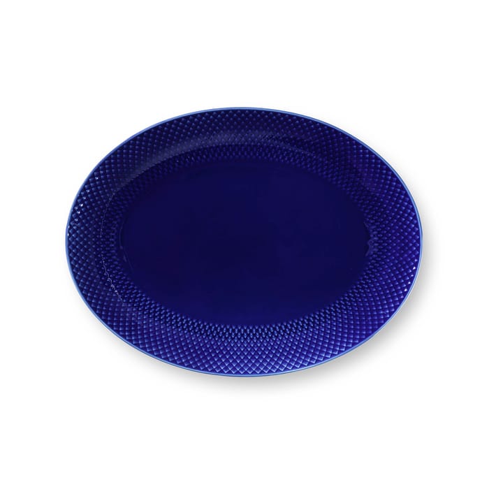 Rhombe ovale serveerschaal 35x26,5 cm - Donkerblå - Lyngby Porcelæn