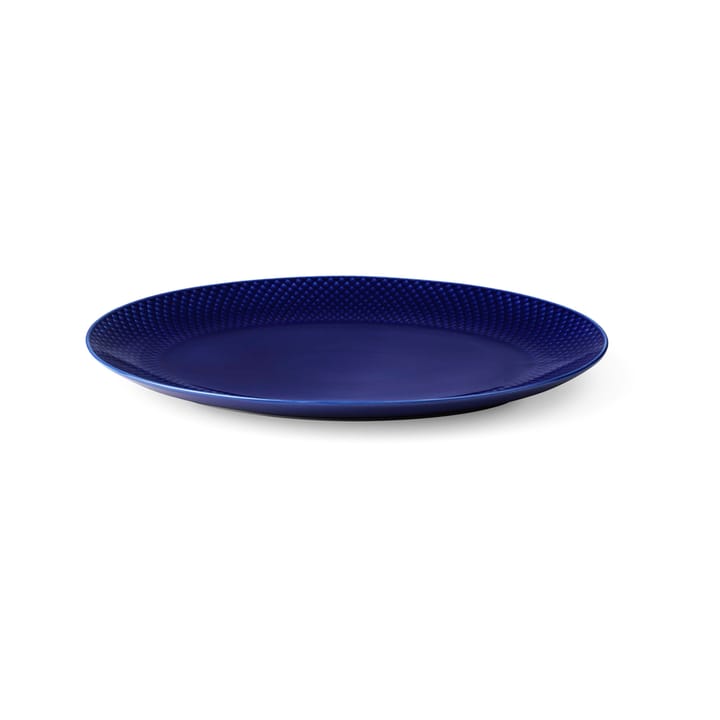 Rhombe ovale serveerschaal 35x26,5 cm, Donkerblå Lyngby Porcelæn