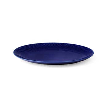 Rhombe ovale serveerschaal 35x26,5 cm - Donkerblå - Lyngby Porcelæn