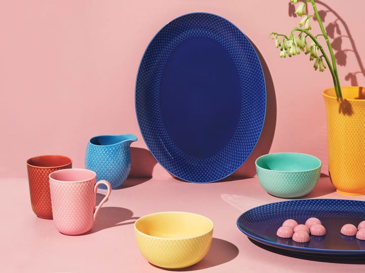 Rhombe ovale serveerschaal 35x26,5 cm, Donkerblå Lyngby Porcelæn