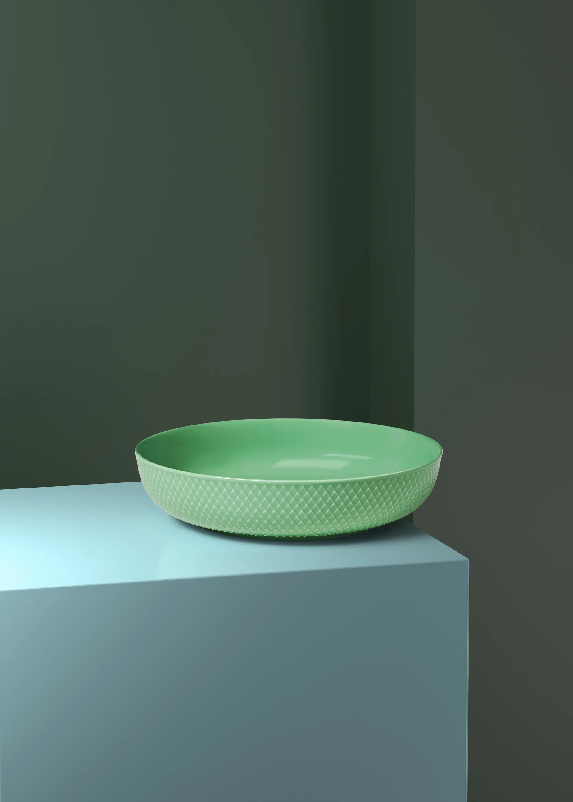 Rhombe schaal Ø28 cm, Groen Lyngby Porcelæn