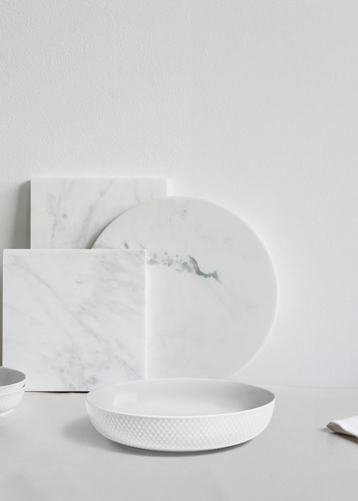 Rhombe schaal Ø28 cm, Wit Lyngby Porcelæn