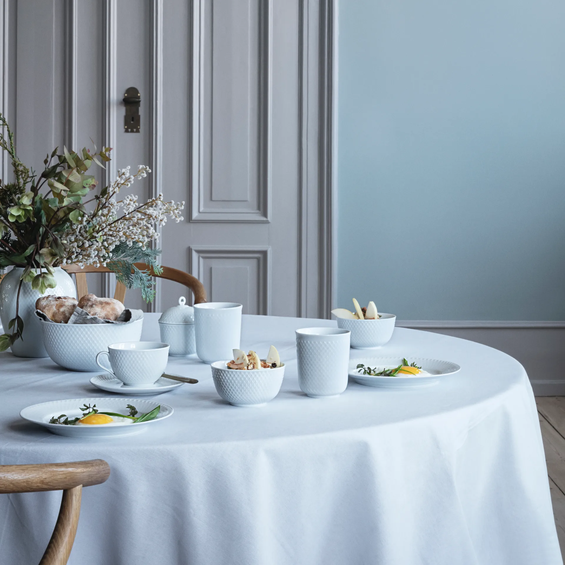 Rhombe serveerschaal Ø17,5 cm, wit Lyngby Porcelæn