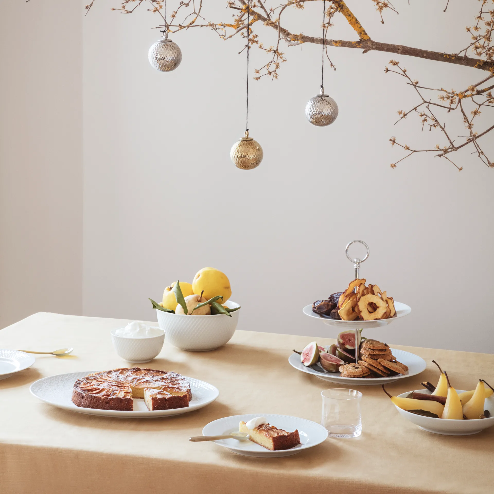 Rhombe serveerschaal Ø17,5 cm, wit Lyngby Porcelæn