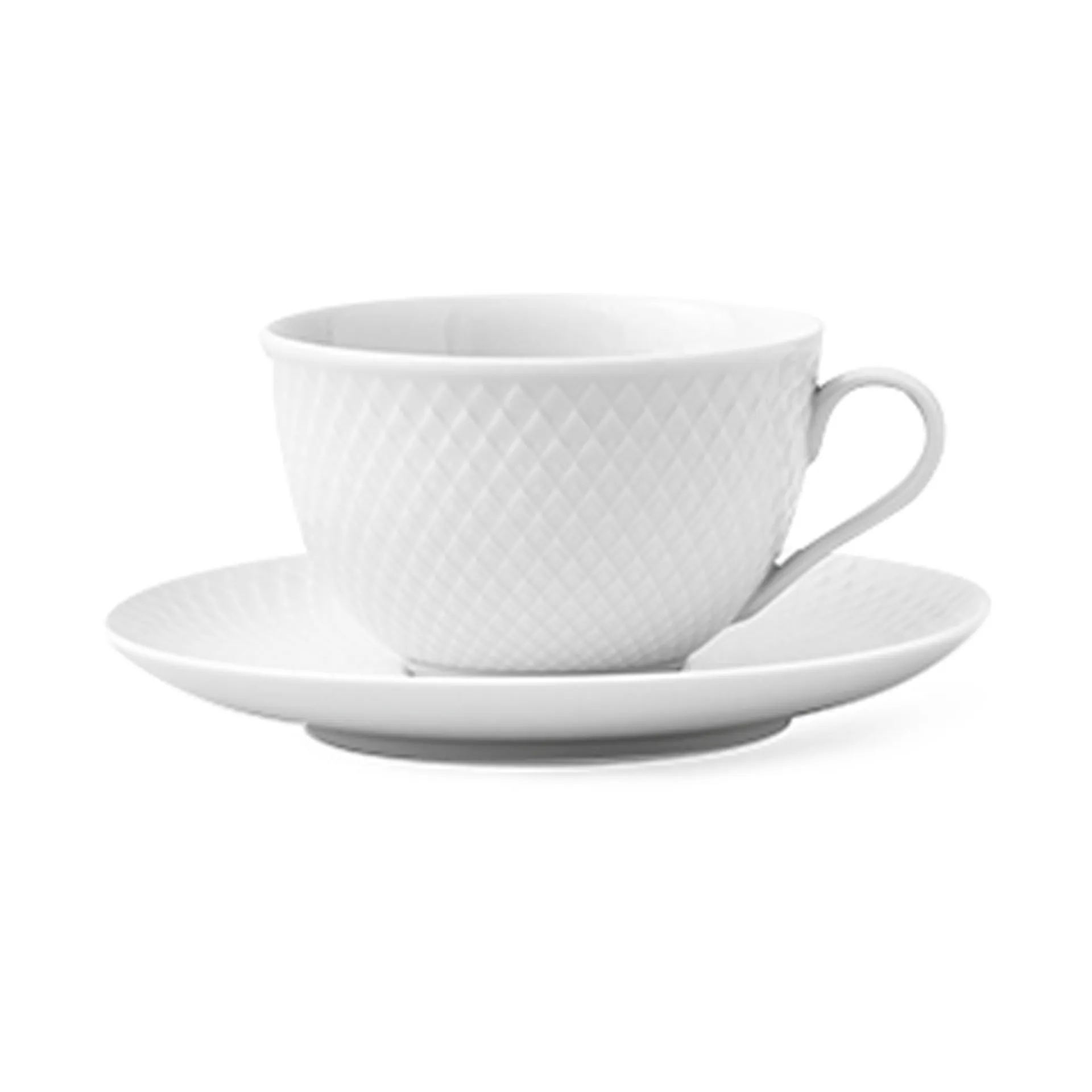 Rhombe theekop met schotel 24 cl, Wit Lyngby Porcelæn