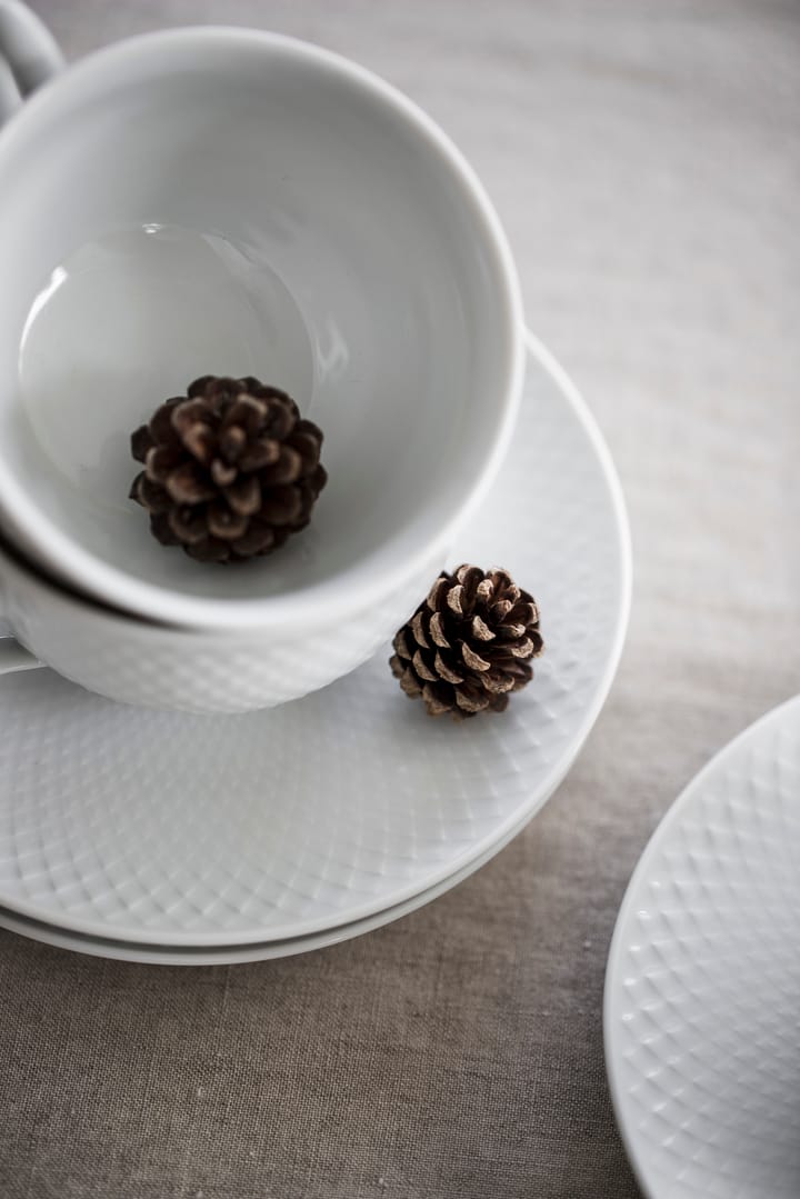 Rhombe theekop met schotel 24 cl, Wit Lyngby Porcelæn