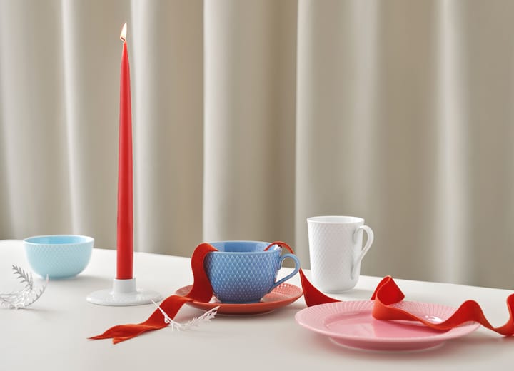 Rhombe theekop met schotel, Blauw-terracotta Lyngby Porcelæn