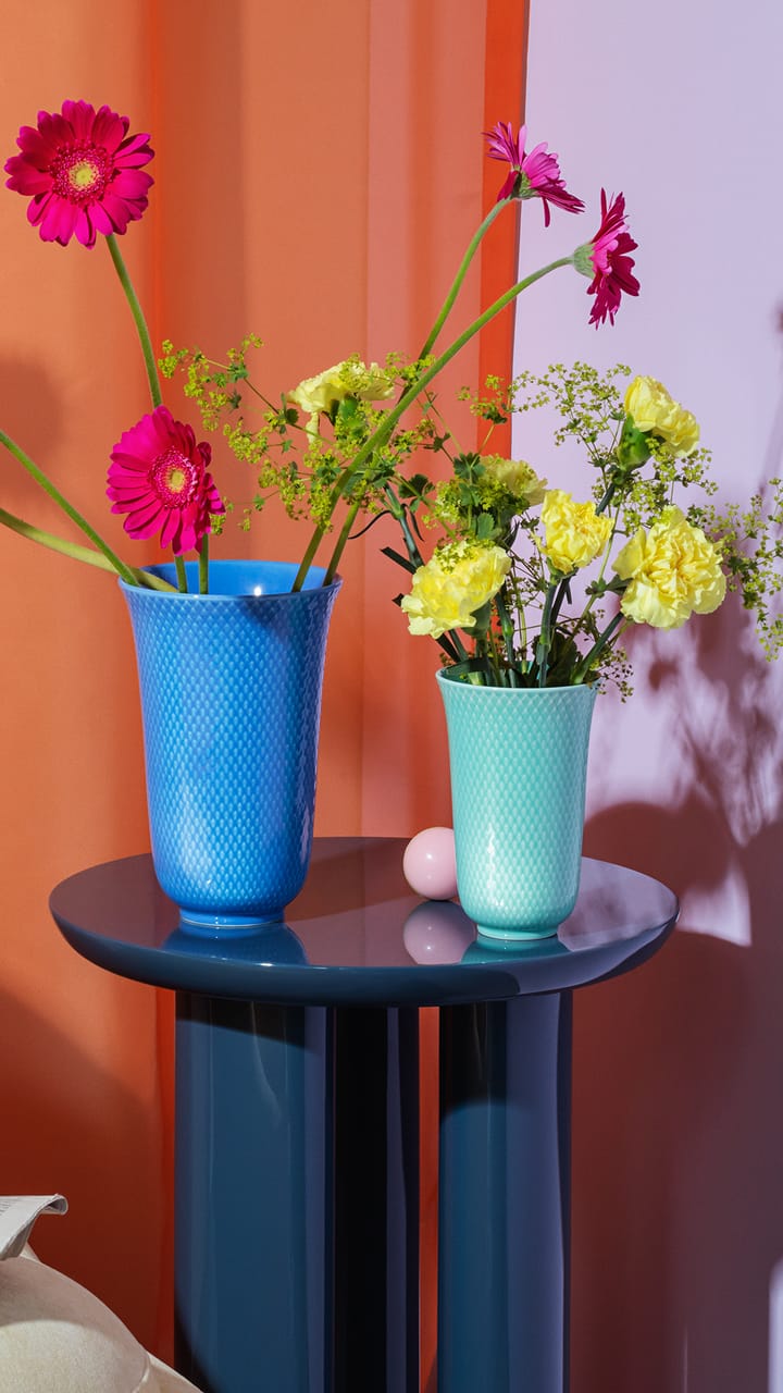 Rhombe vaas 20 cm, Blauw Lyngby Porcelæn