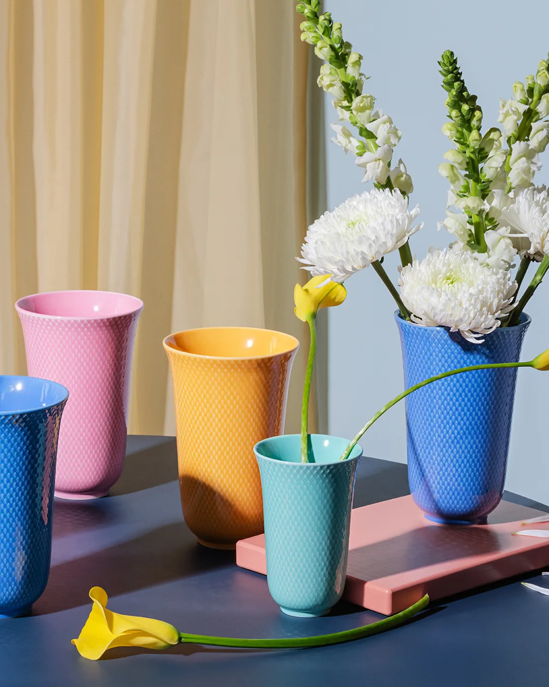 Rhombe vaas 20 cm, Blauw Lyngby Porcelæn