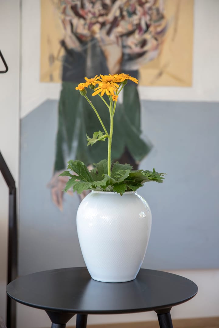 Rhombe vaas Ø21,5 cm, Wit Lyngby Porcelæn