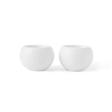 Rhombe waxinelichtjeshouder Ø6,5 cm 2-pack - Wit - Lyngby Porcelæn
