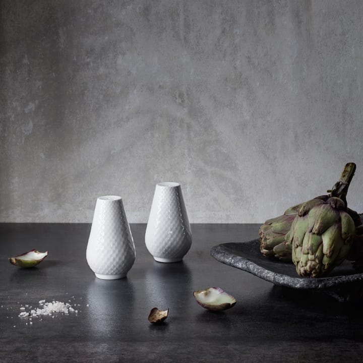 Rhombe zout- & peperset, Wit Lyngby Porcelæn