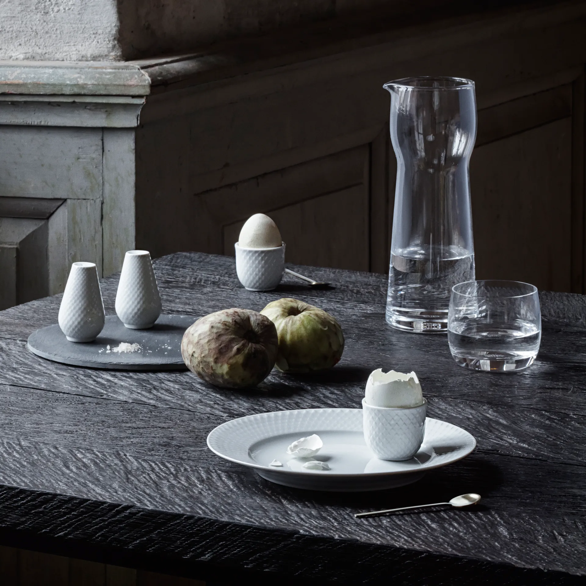 Rhombe zout- & peperset, Wit Lyngby Porcelæn