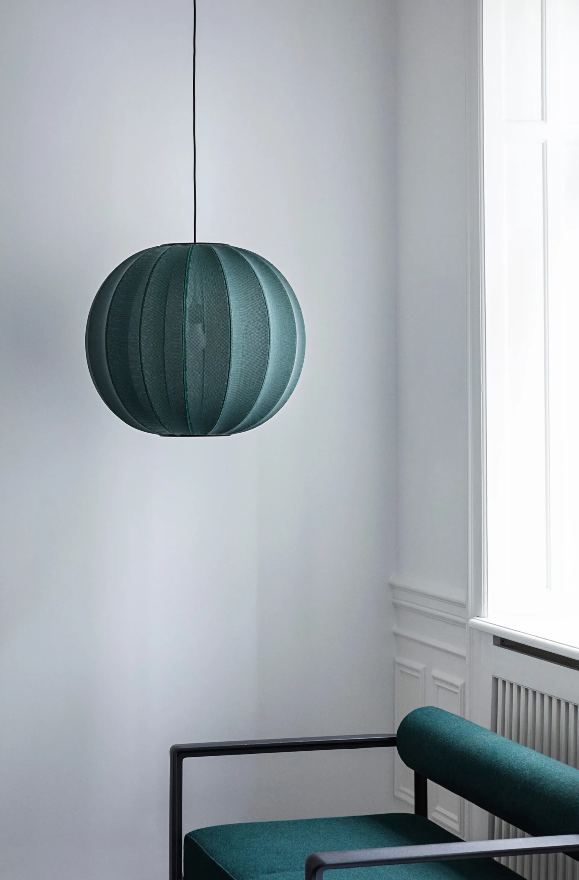 Knit-Wit 45 Round hanglamp, Tweed green Made By Hand