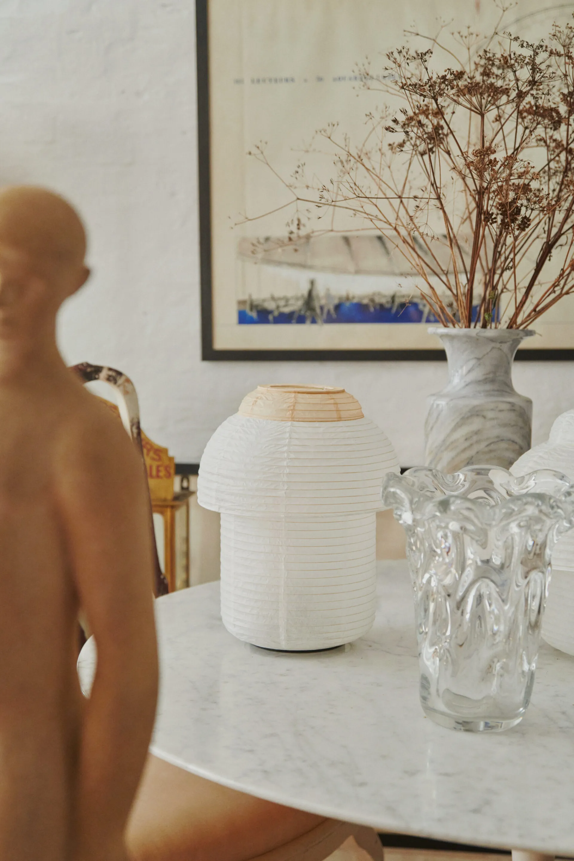 Papier Double tafellamp Ø30 cm, Soft yellow Made By Hand