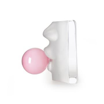 Bubbles glazen sculptuur - Wit-roze - Målerås glasbruk