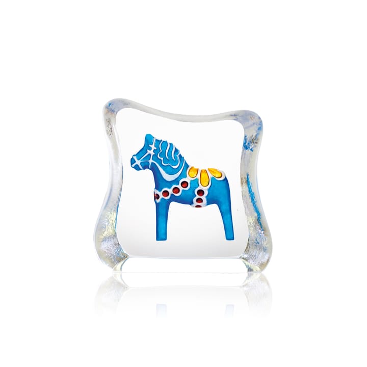 Dalahäst glazen sculptuur blauw, Mini Målerås Glasbruk
