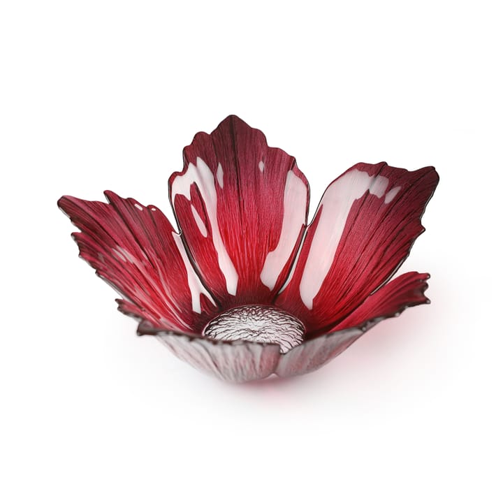 Fleur glazen schaaltje rood-roze - groot Ø23 cm - Målerås glasbruk