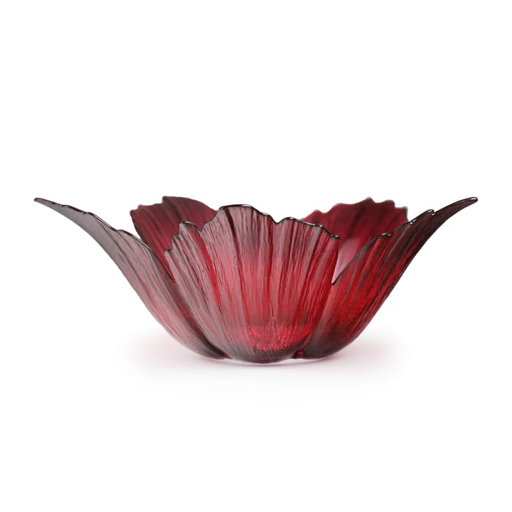 Fleur glazen schaaltje rood-roze, groot Ø23 cm Målerås Glasbruk