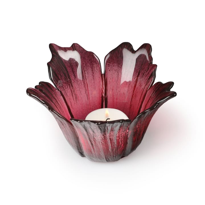 Fleur waxinelichtjeshouder Ø14 cm - rood-roze - Målerås Glasbruk