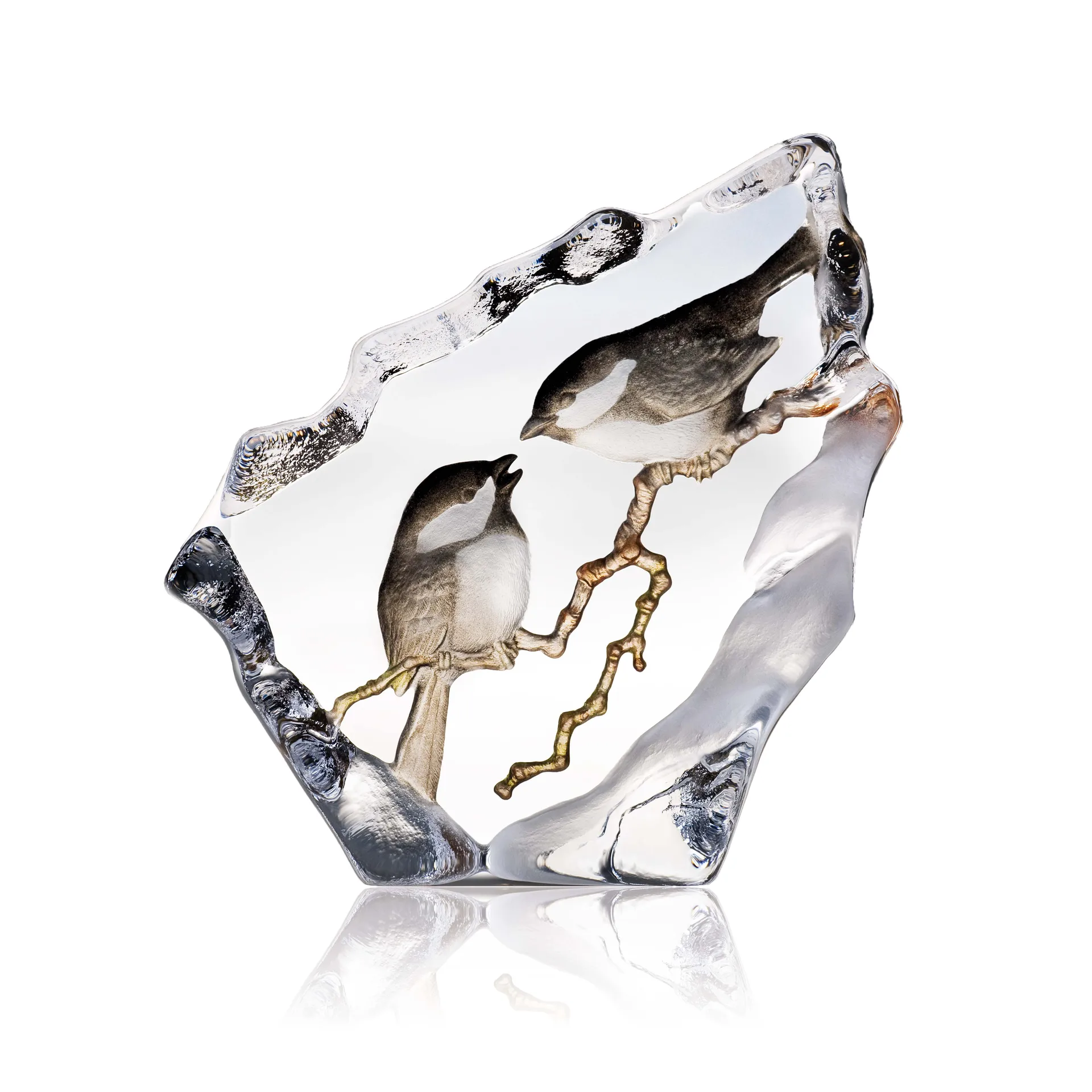 Glaskoppen glazen sculptuur, 16x16,5 cm Målerås Glasbruk