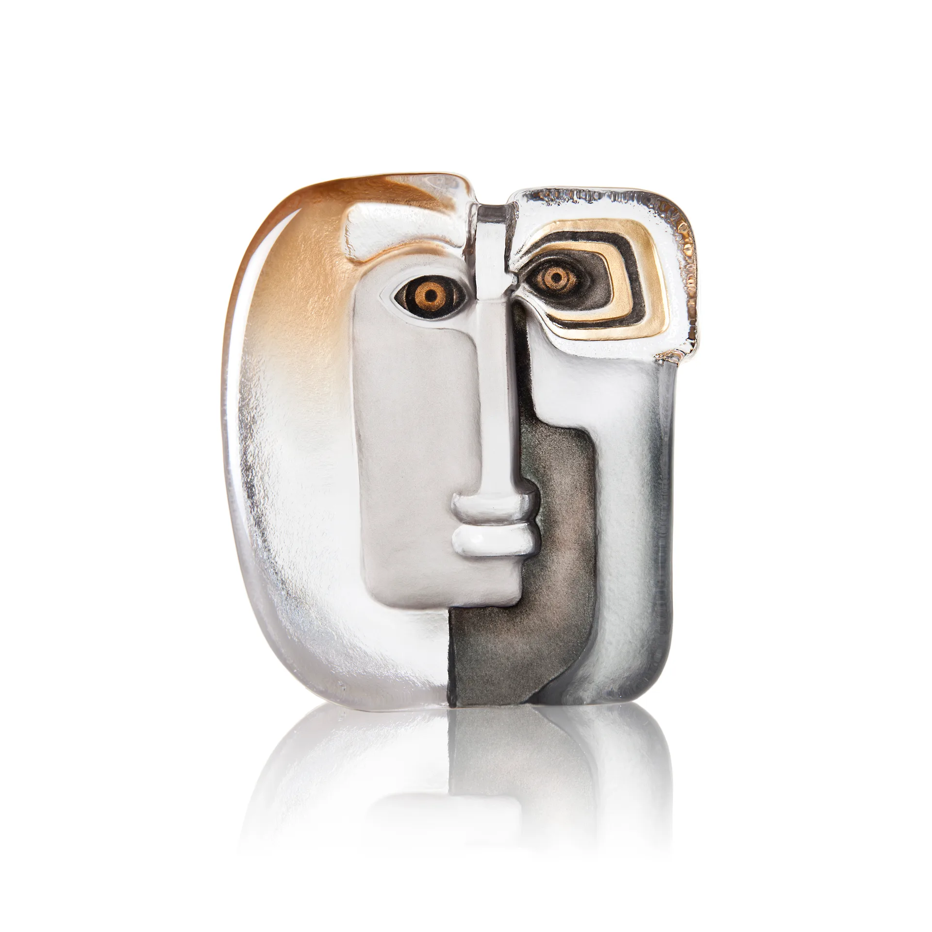 Ideo Masq Ltd Ed 299ex glazen sculptuur, Goud Målerås Glasbruk