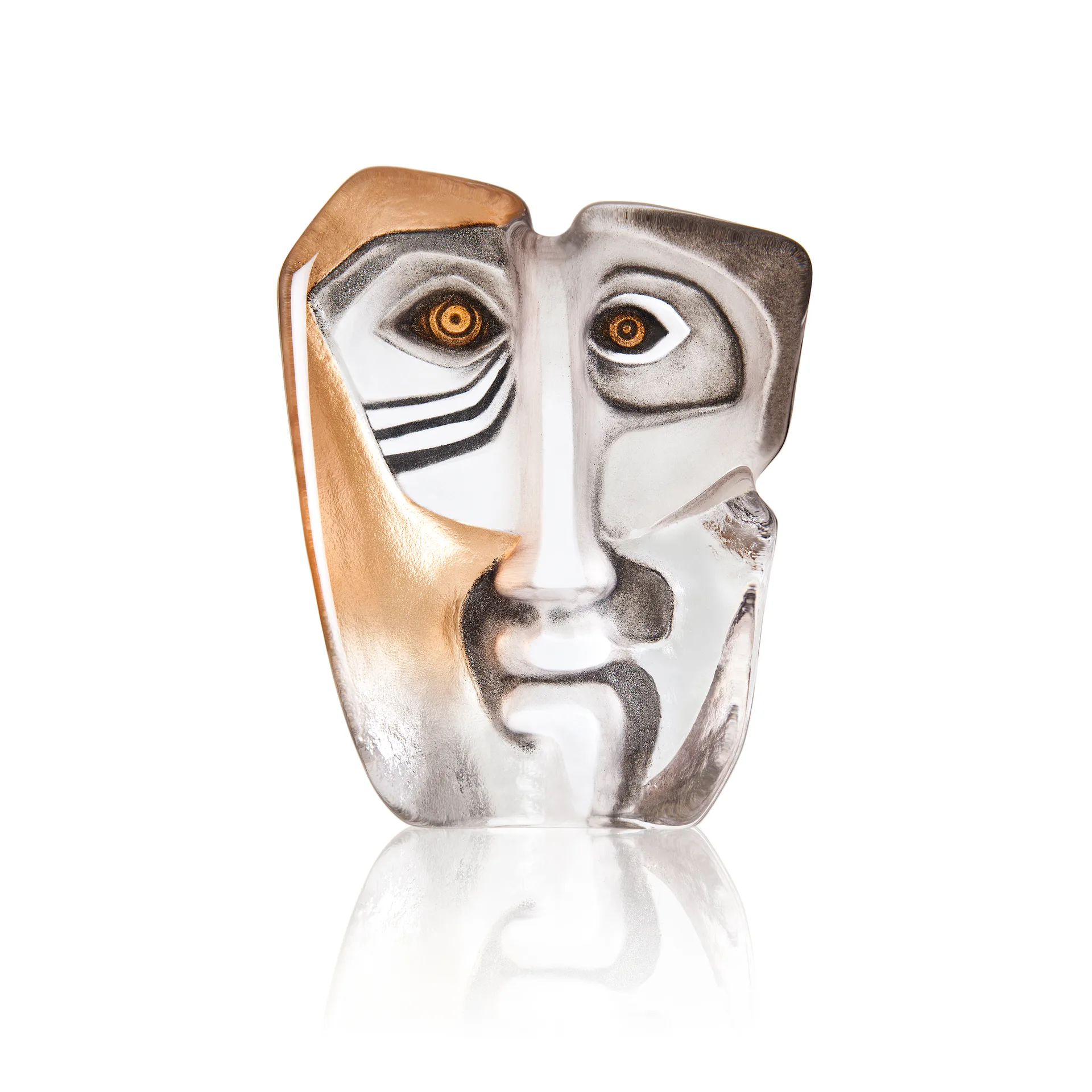 Masq Domino glazen sculptuur, Goud Målerås Glasbruk