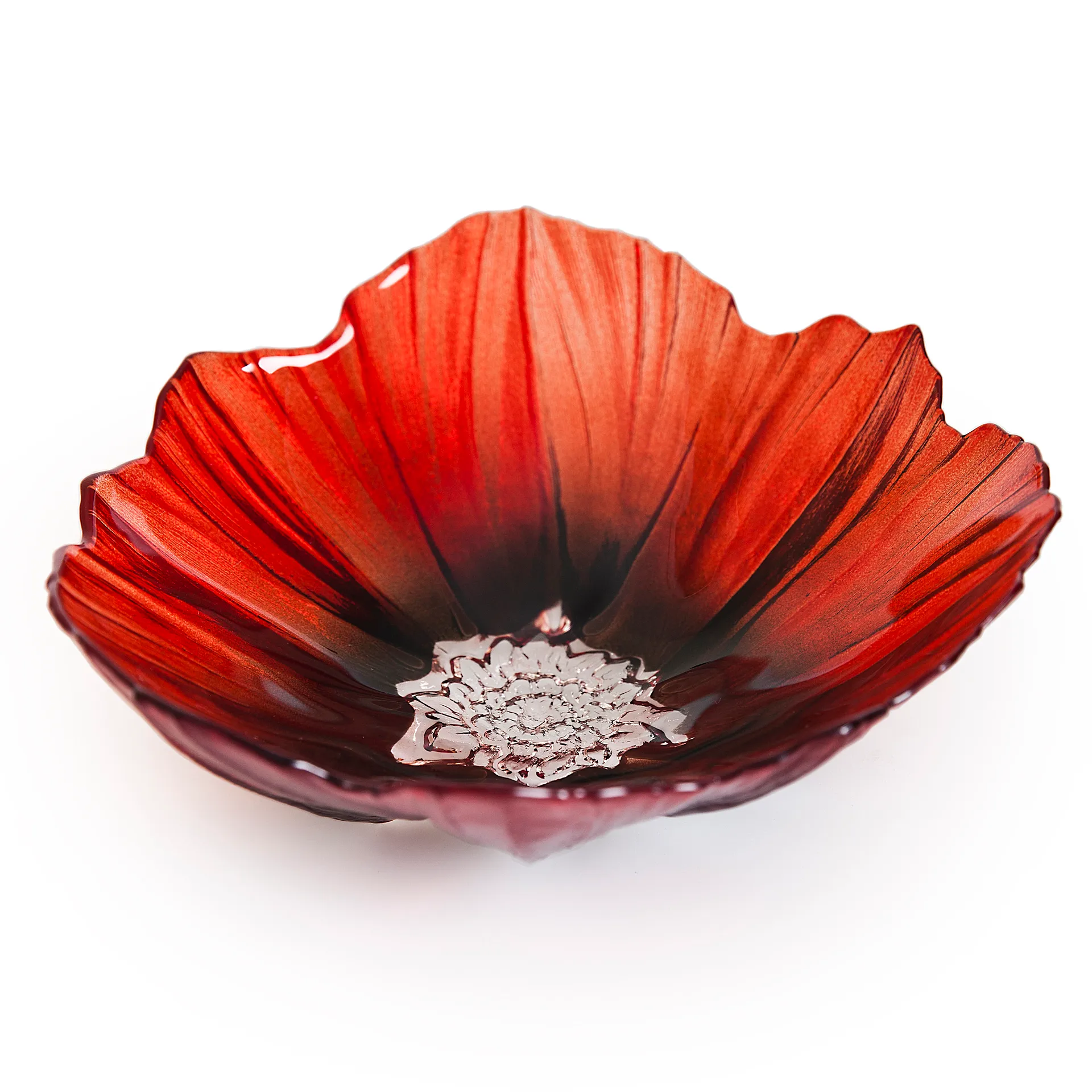 Poppy kom groot, Rood-zwart Målerås Glasbruk