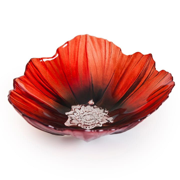 Poppy kom groot - Rood-zwart - Målerås Glasbruk