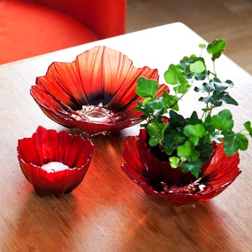 Poppy kom groot - Rood-zwart - Målerås Glasbruk