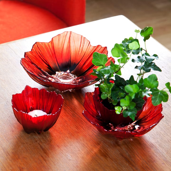 Poppy kom groot - Rood-zwart - Målerås Glasbruk