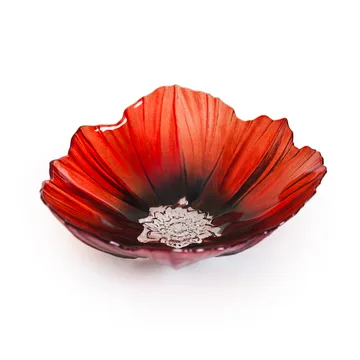 Poppy kom medium - Rood-zwart - Målerås Glasbruk