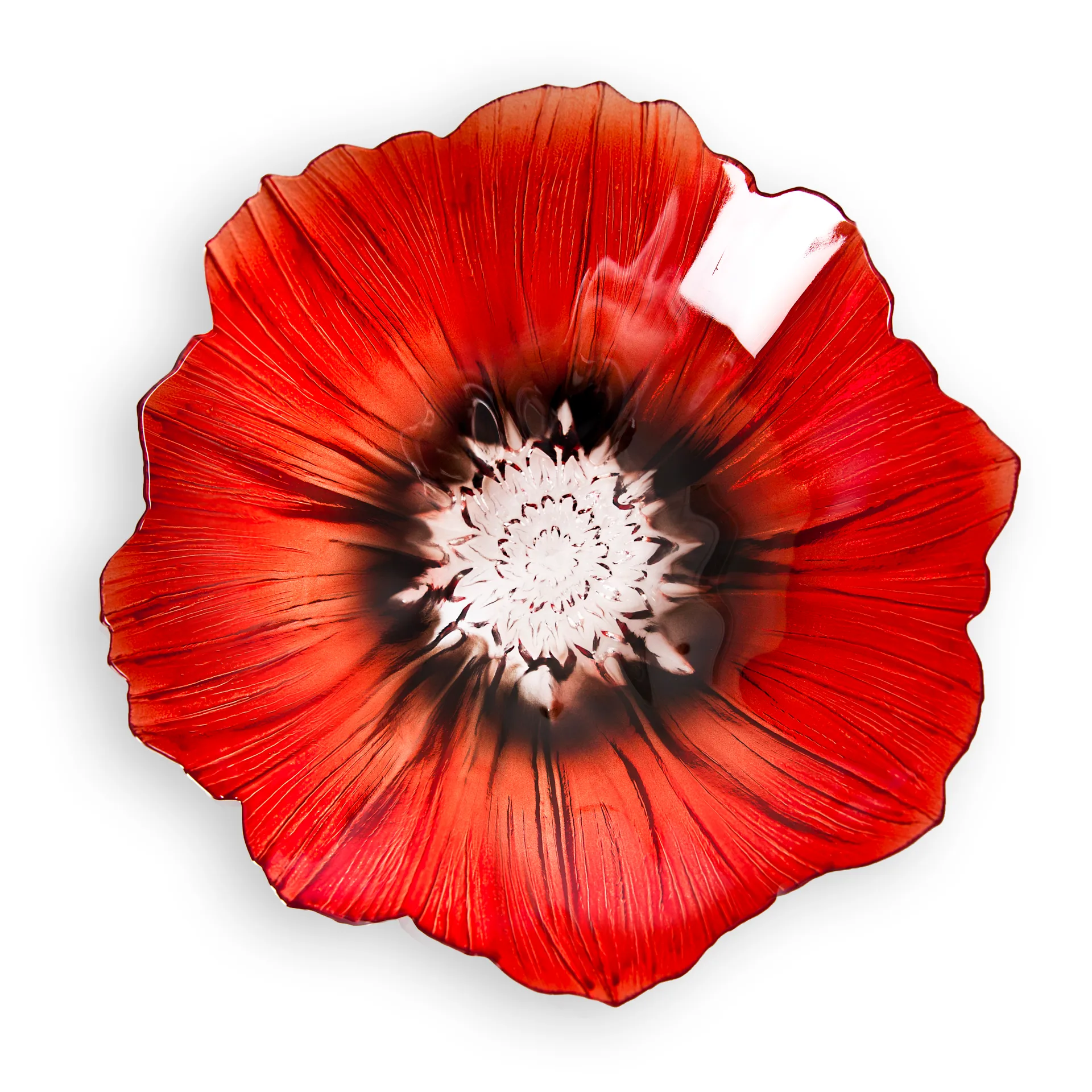 Poppy kom medium, Rood-zwart Målerås Glasbruk