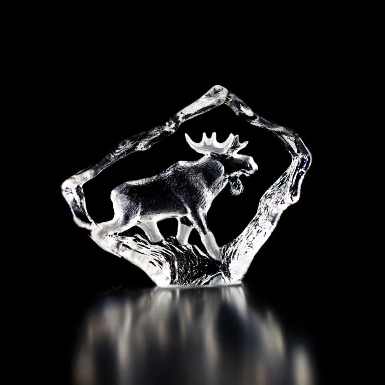 Wildlife elandenstier glazen sculptuur, Mini Målerås Glasbruk