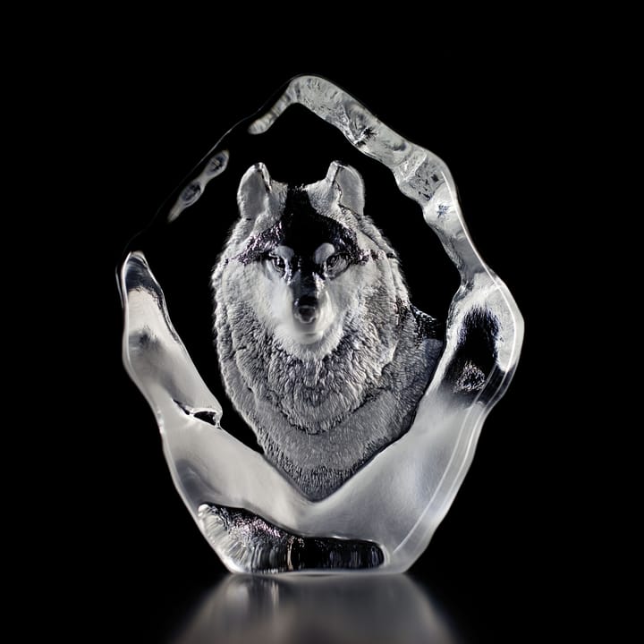 Wildlife kristal sculptuur, Wolf Målerås Glasbruk