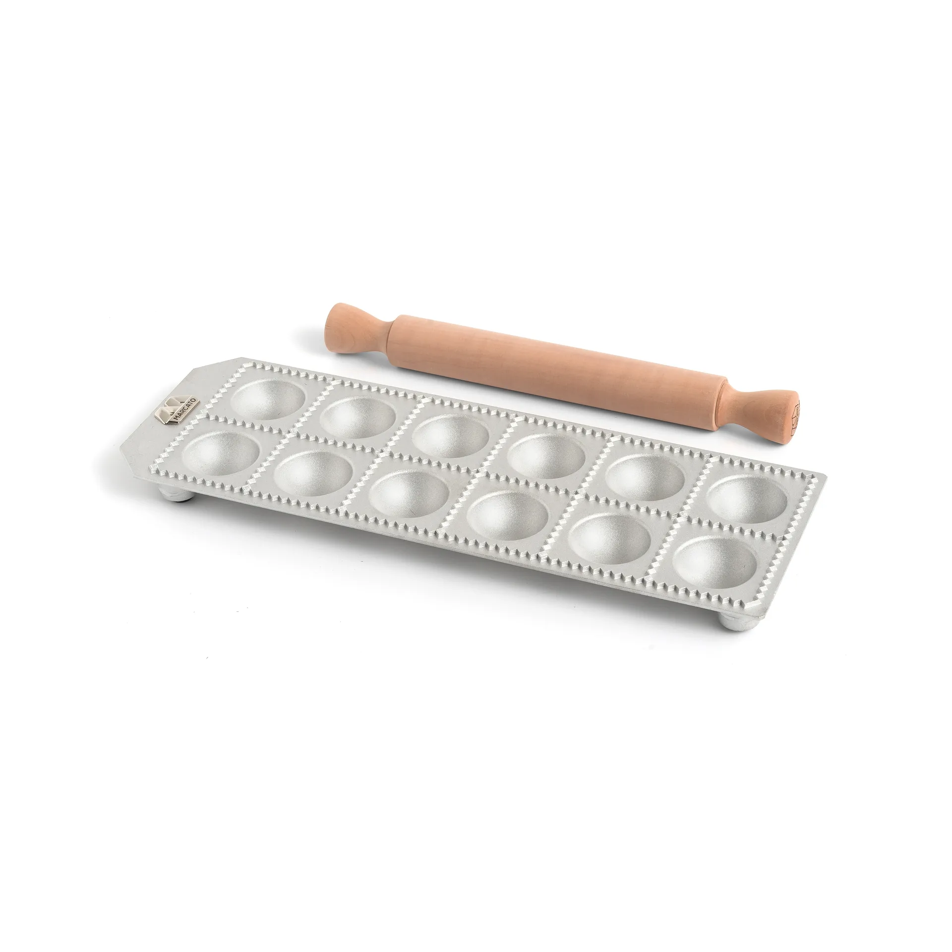 Marcato ravioliplaat incl. deegroller ronde ravioli, 12 st. Marcato