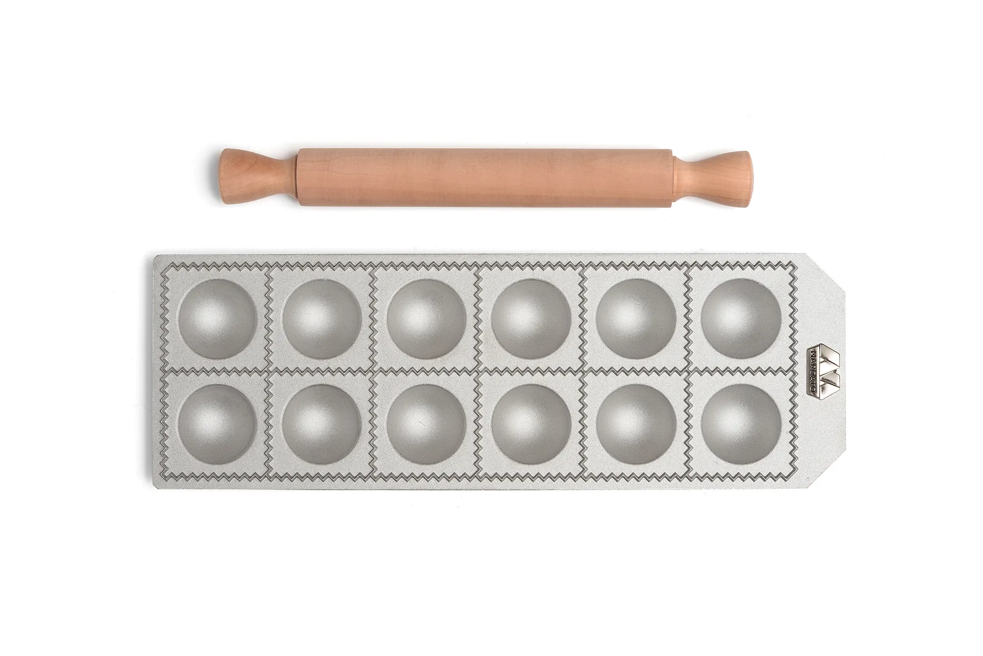 Marcato ravioliplaat incl. deegroller ronde ravioli, 12 st. Marcato